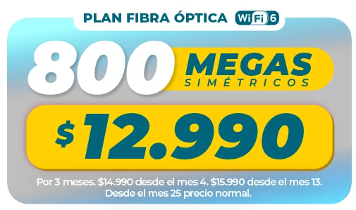 Plan 800 Megas Simétricos $12.990
