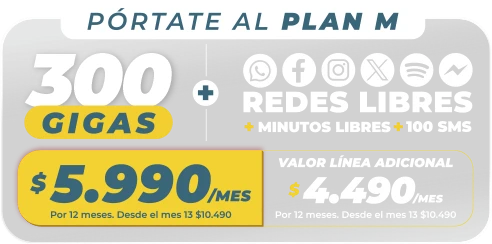 Portate al plal M 300 GIGAS $5.990/mes